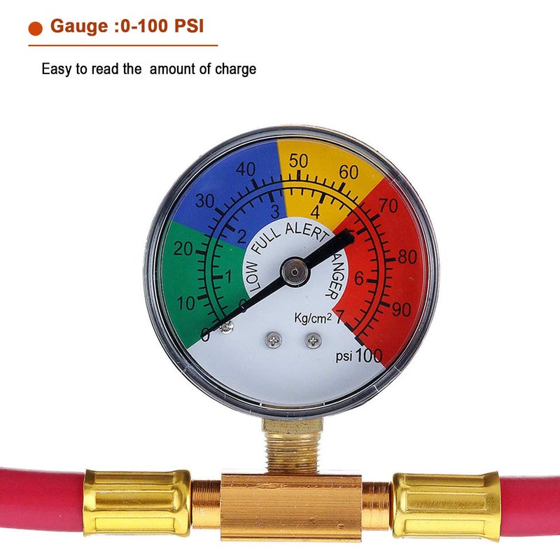 Ketofa R1234YF U-Charge Hose with Gauge Set, 1234yf Recharge Kit with 1/2 LH Can Opener Tap, R1234YF Low Side Quick Coupler Car AC Charging Pipe - Image 3